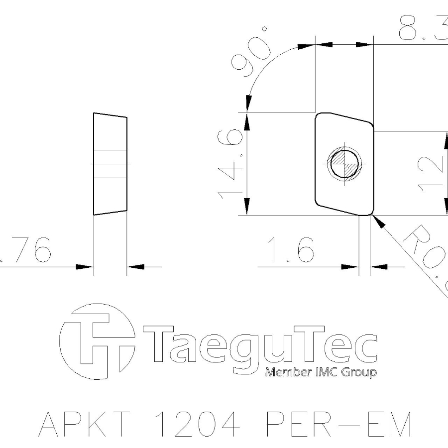 Фото 2: APKT 1204 PER EM TT6080 пластина для фрез