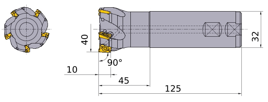 Фото 2: APX3000R405WA32SA фреза со сменными пластинами