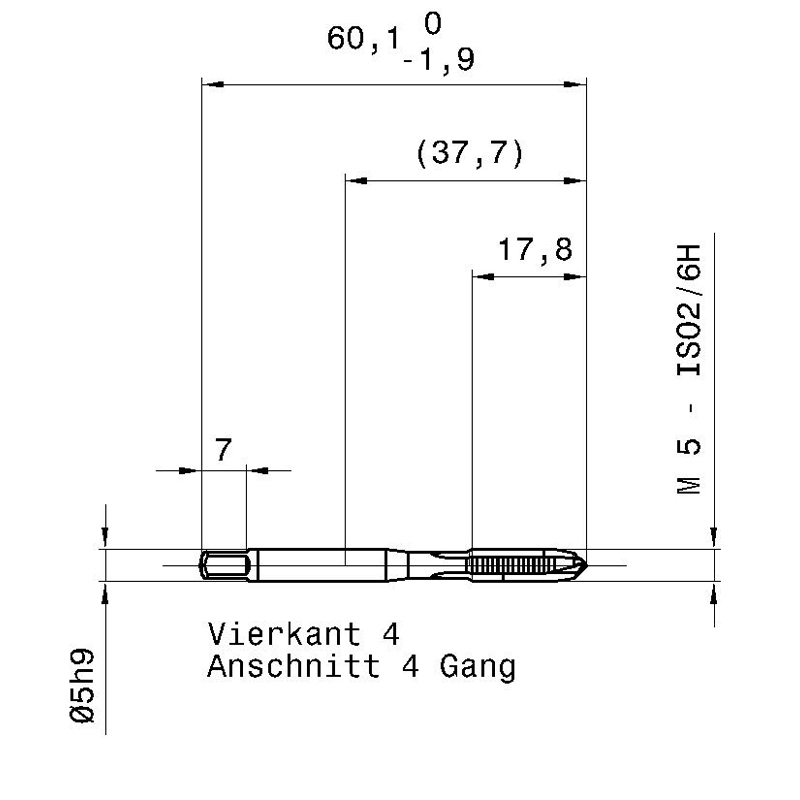4034 5.000 m5х0,8 схема с размерами метчик машинный m