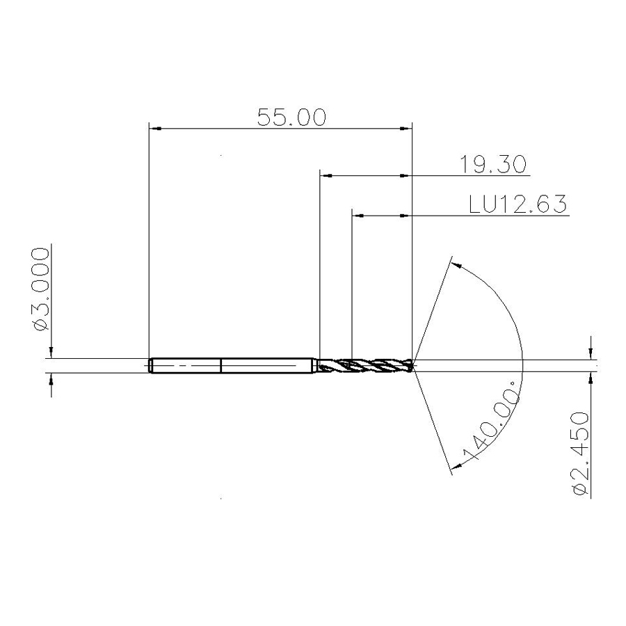 DSM0245G05 YH180 сверло твердосплавное - фотография 2 dsm0245g05 yh180 схема твердосплавного сверла с размерами