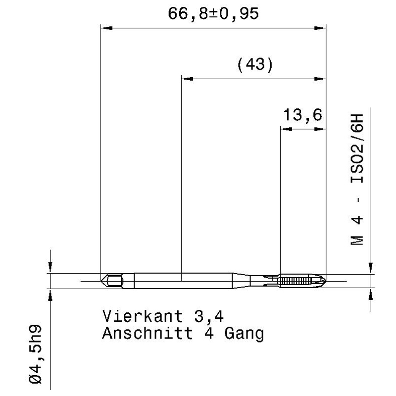 5736 4.000 схема метчика машинного m с размерами