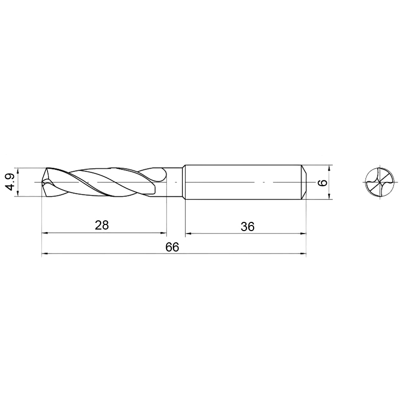 Фото 2: 4.9мм твердосплавное 3D без подвода СОЖ. SP-X800030490 VHM cверло (z)