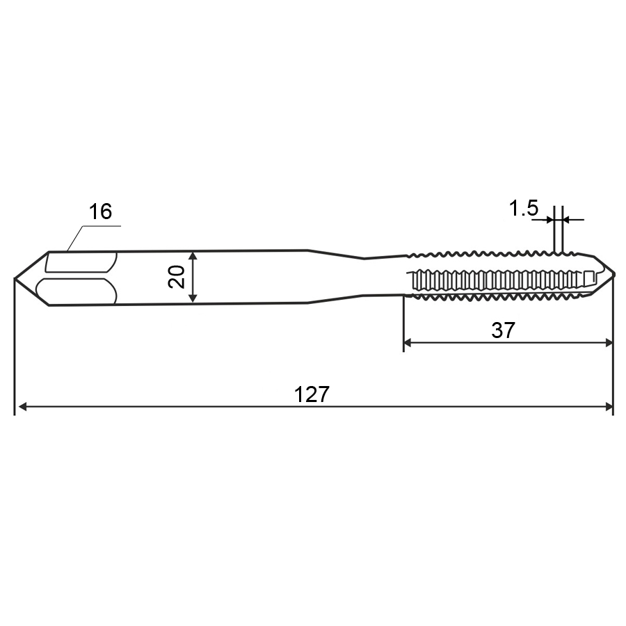 Метчик м/р 27,0х1,5 кл.2 HSS-V с подточ. скв. ZUMO, арт: V301010201270150