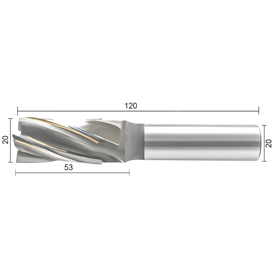20х20x53x120 4F ц/х ВК30 (YG8) фреза винтовая Deskar - фотография 2 Фото 2: 20х20x53x120 4F ц/х ВК30 (YG8) фреза винтовая Deskar