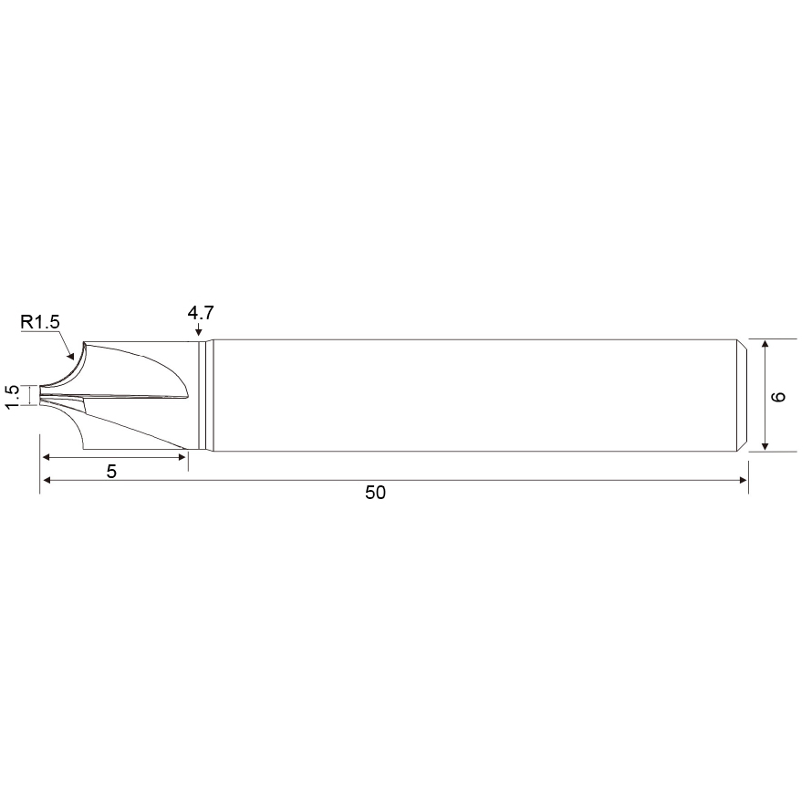 Фото 2: D1.5хL50 R=1.5 4F TiSiN фреза галтельная IRR-R1.5 Geefun
