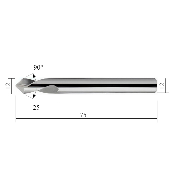 Фото 2: 12x25x12x75 90° VHM LBC1225121D-90 сверло центровочное твердосплавное