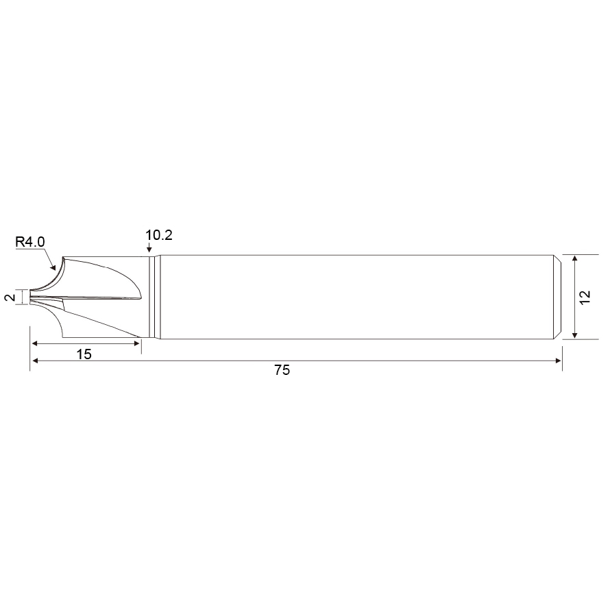 Фото 2: D2хL75 R=4.0 4F TiSiN фреза галтельная IRR-R4.0 Geefun