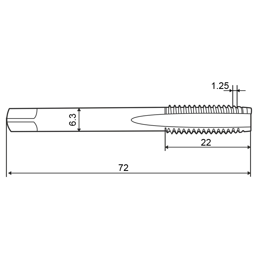 Фото 2: Метчик м/р 8,0х1,25 кл.2 HSS-V скв. ZUMO, арт: V301010101080000