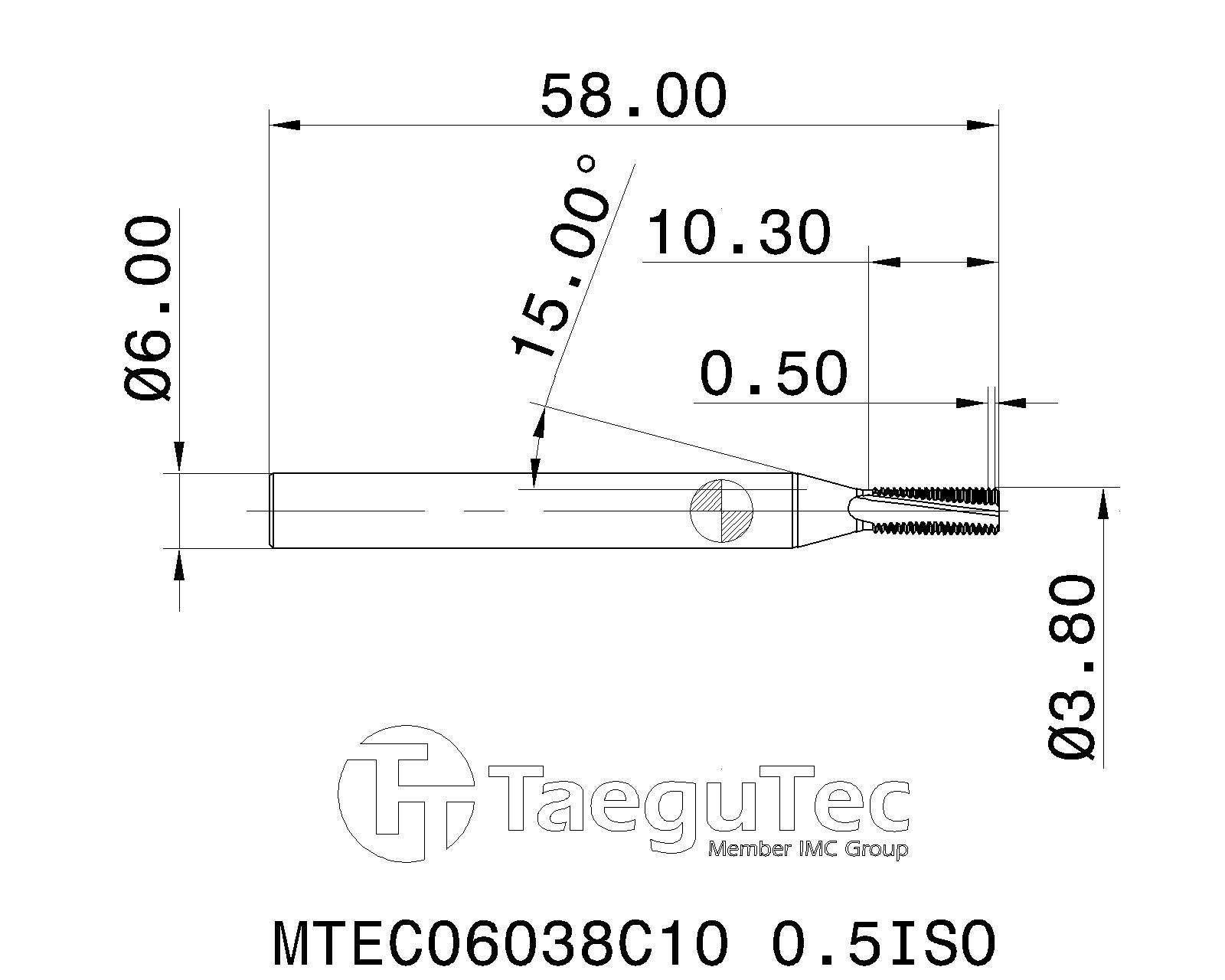 Фото 2: MTEC 06038C10 0.5ISO IC908 резьбофреза