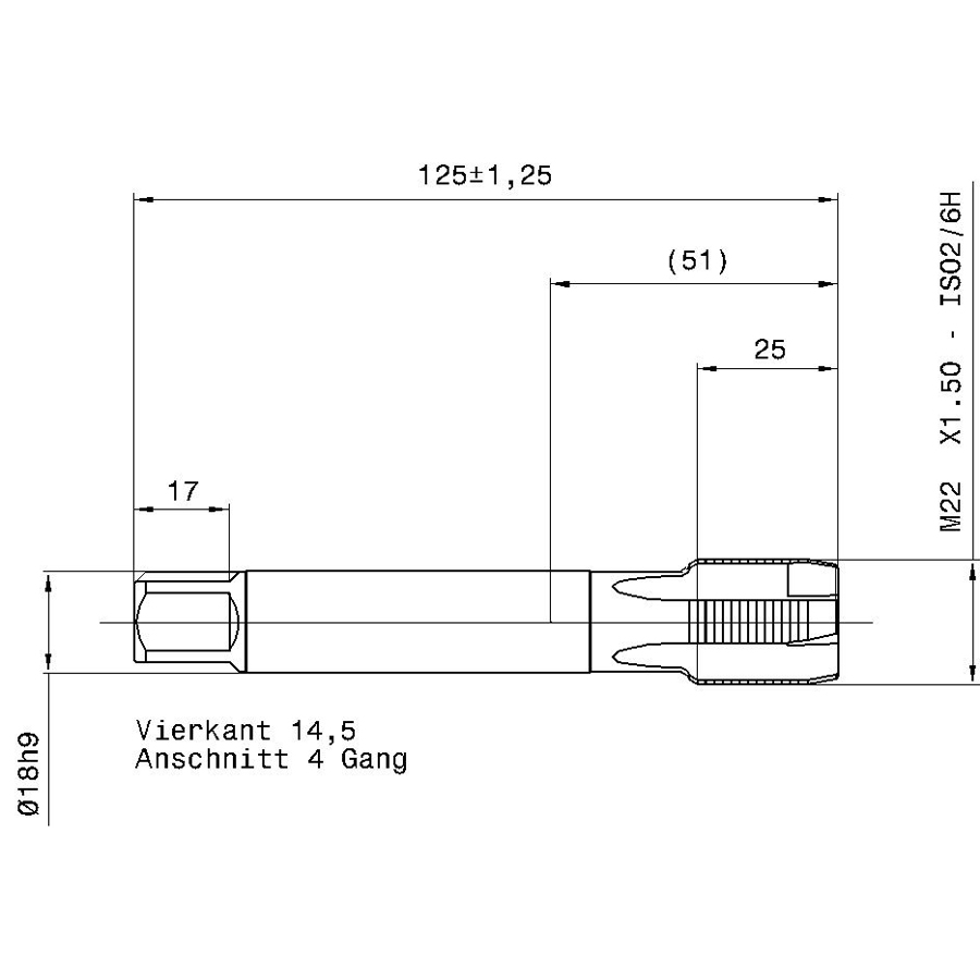 5739 22.007 схема метчика машинного m с размерами