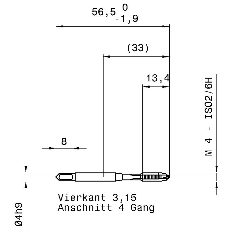 4034 4.000 m4х0,7 схема с размерами метчик машинный m