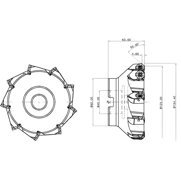 Фото 2: IQ845 FSY D125-09-40-R07 фреза со сменными пластинами