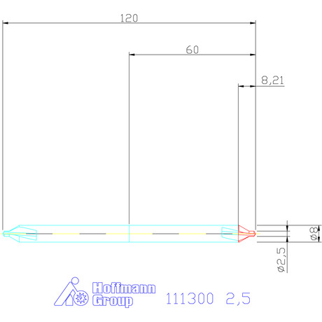 111300 2,5 схема центровочного сверла с размерами