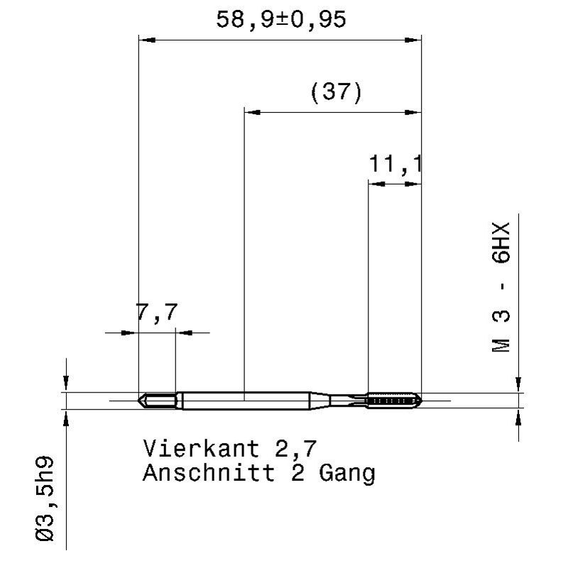 5550 3.000 m3 схема метчика машинного m с размерами