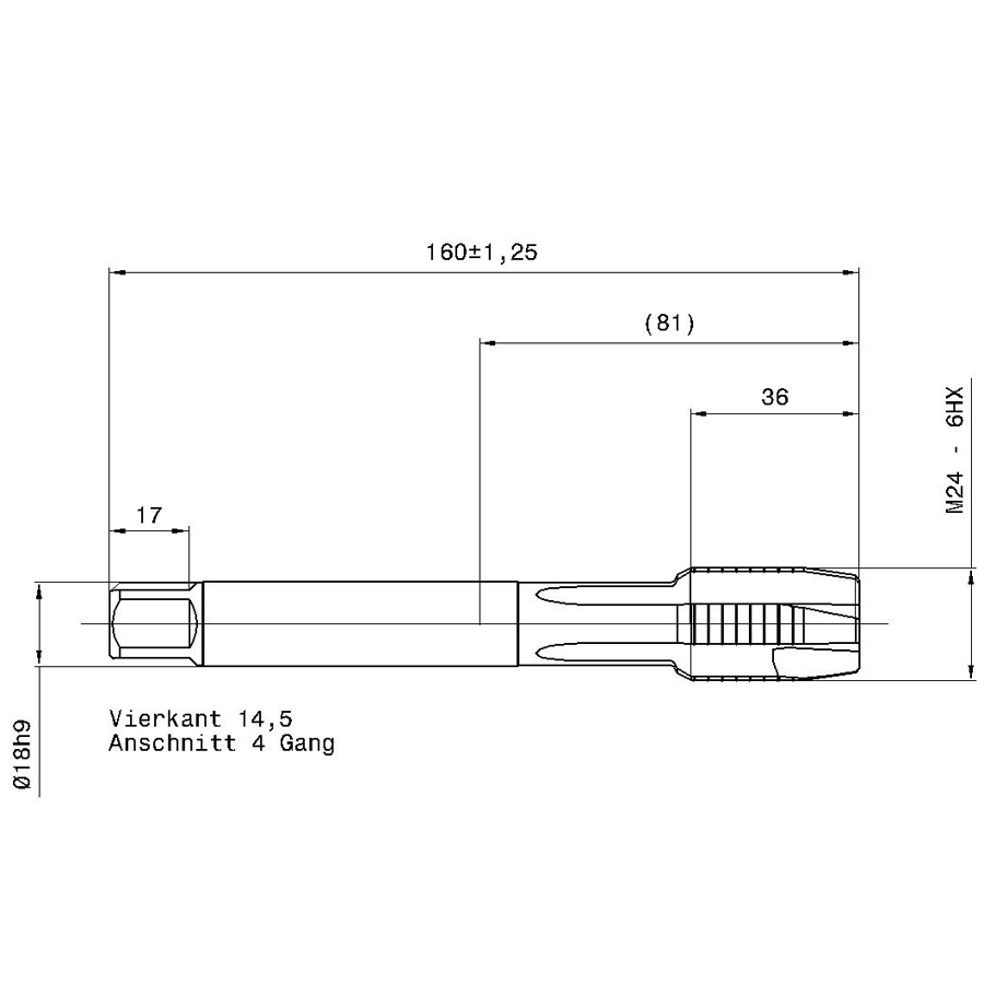 схема машинного метчика hss-e din 371 форма va b m 24 6hx покрытие sirius