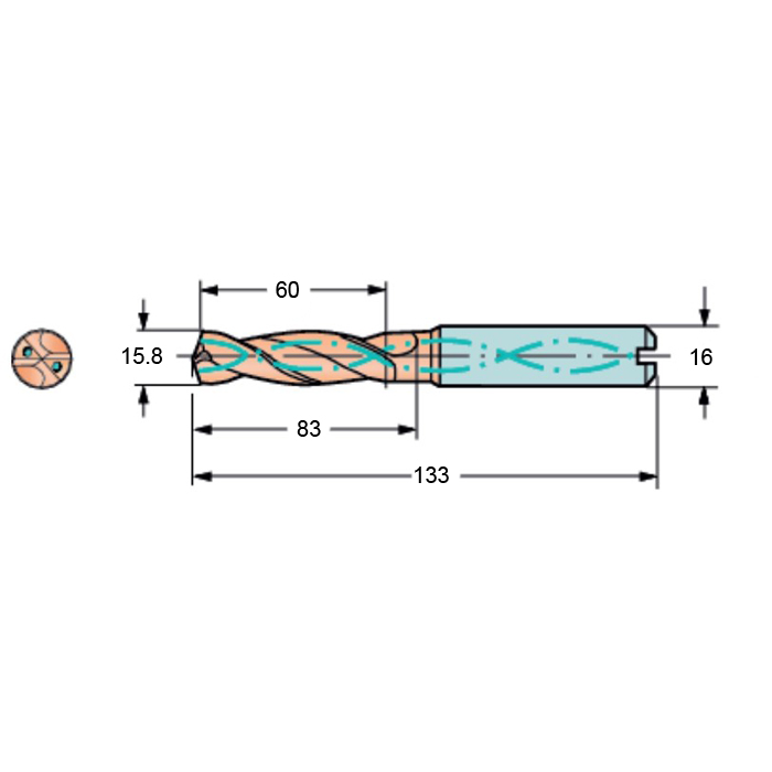 Фото 2: R840-1580-50-A1A 1220 сверло твердосплавное под СОЖ