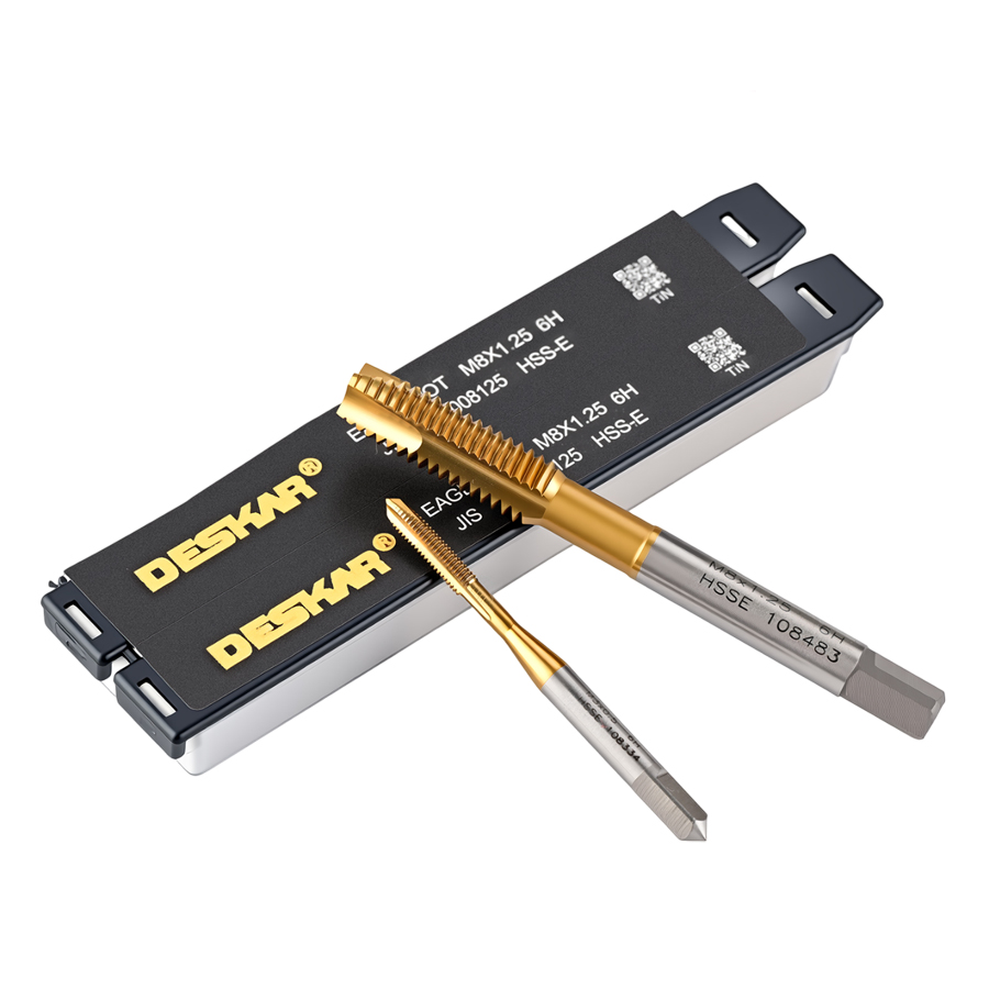 Фото 5: Метчик м/р 8.0х1.25 скв прям. кан. HSS-E TiN DT12008125 Deskar