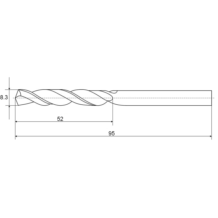 8,3х52х95 ц/х цельное сверло ВК8 TiAlCrN Sekira - фотография 2 Фото 2: 8,3х52х95 ц/х цельное сверло ВК8 TiAlCrN Sekira