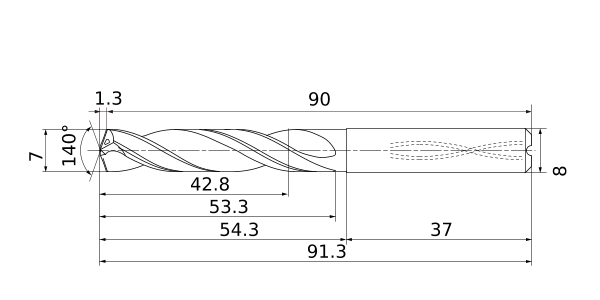 Фото 5: MPS1-0700L-DIN-C DP1021 сверло твердосплавное под СОЖ 