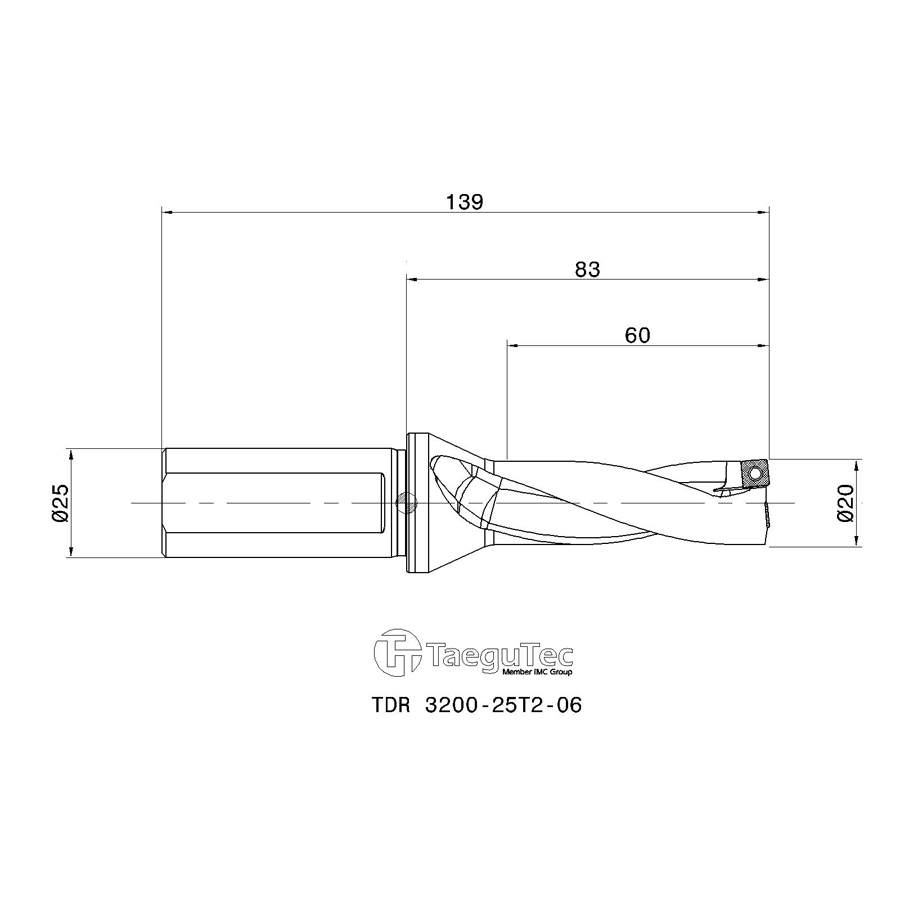 Фото 2: TDR 3200-25T2-06 корпусное сверло под пластину