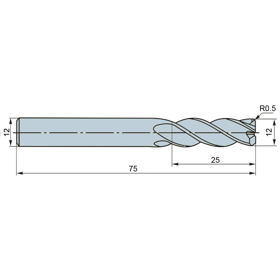 Фото 2: SD-4R-D12.0 R0.5 фреза радиусная