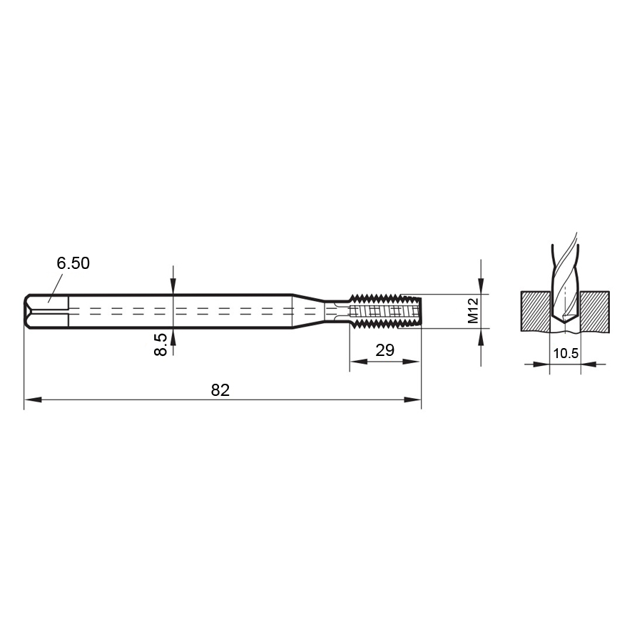 4472 10.007 m10х1.5 схема метчика машинного m с размерами