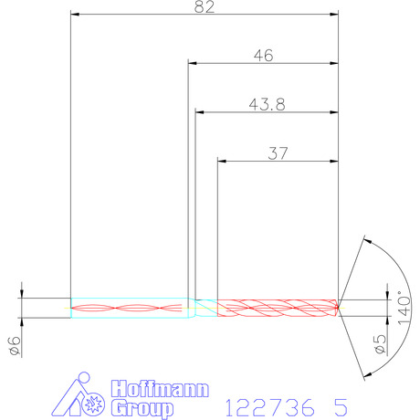122736 5,0 схема твердосплавного сверла с размерами