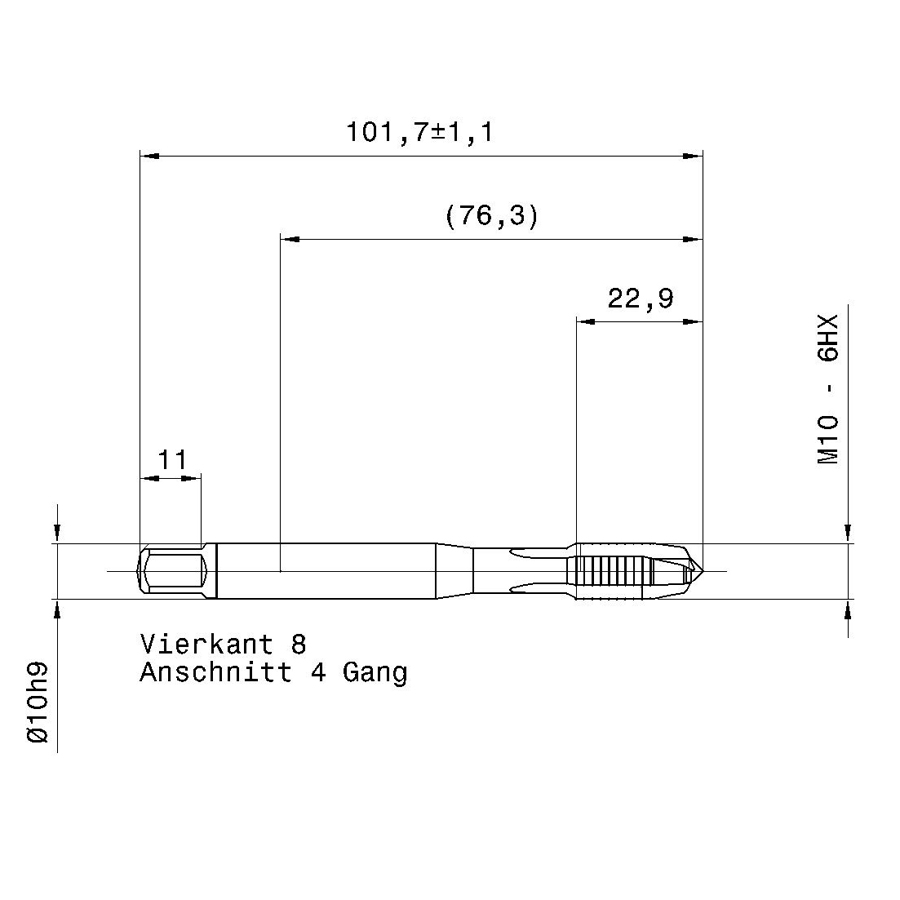 схема машинного метчика hss-e din 371 форма va b m 10 6hx покрытие sirius