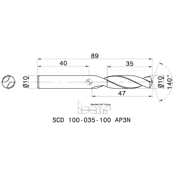 Фото 2: SCD 100-035-100 AP3N cверло твердосплавное
