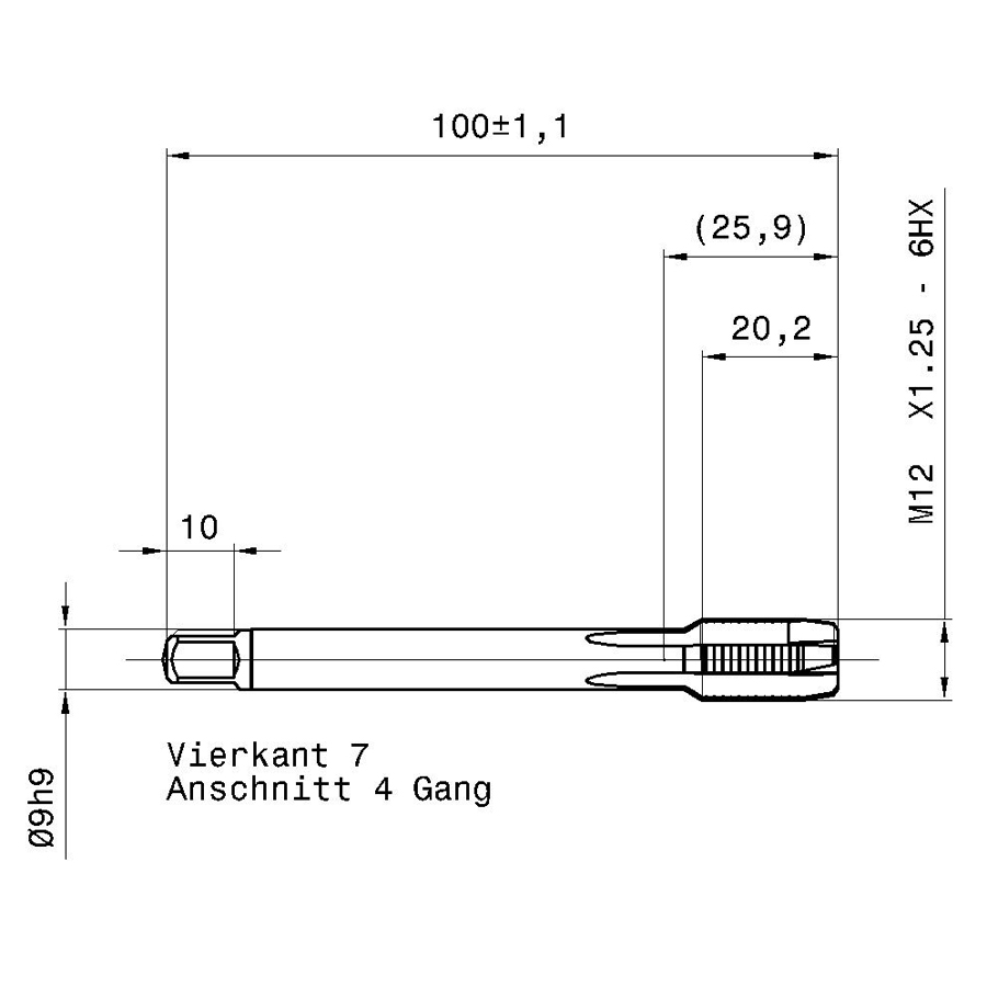 4219 12.006 m12х1,25 схема с размерами метчик машинный m
