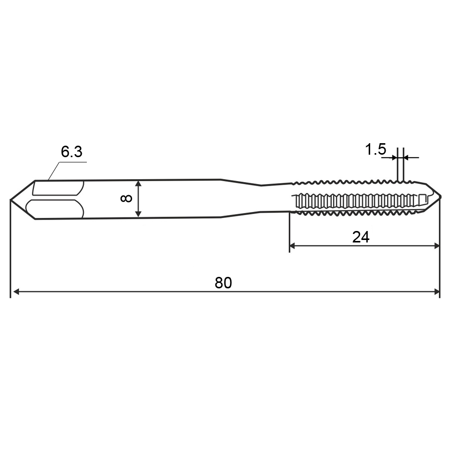 Фото 2: Метчик м/р 10,0х1,5 кл.2 HSS-V с подточ. скв. ZUMO, арт: V301010201100000
