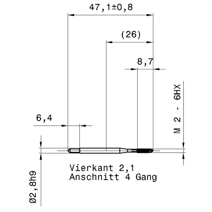 схема машинного метчика hss-e din 371 форма va b m 2 6hx покрытие sirius