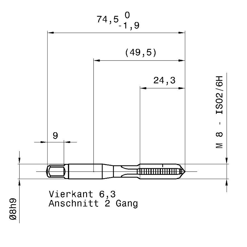 4035 8.000 m8х1,25 схема с размерами метчик машинный m