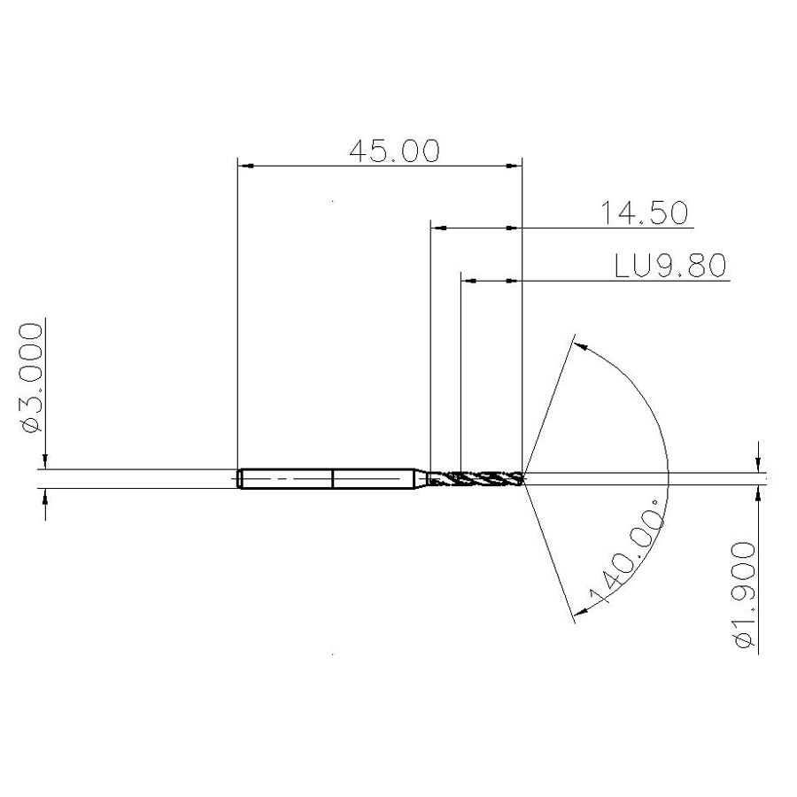 DSM0190G05 YH170 сверло твердосплавное - фотография 2 dsm0190g05 yh170 схема твердосплавного сверла с размерами