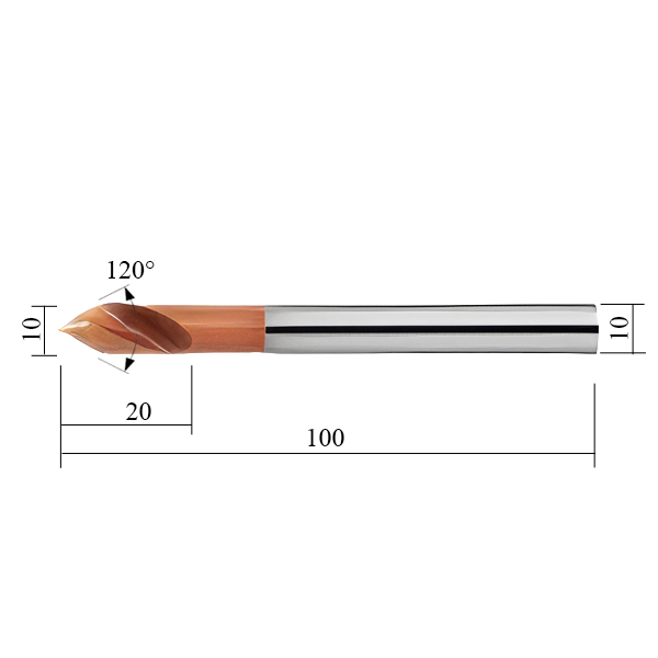 Фото 2: 10x20x10x100 120° TiN VHM LBC1020102DT120 сверло центровочное твердосплавное