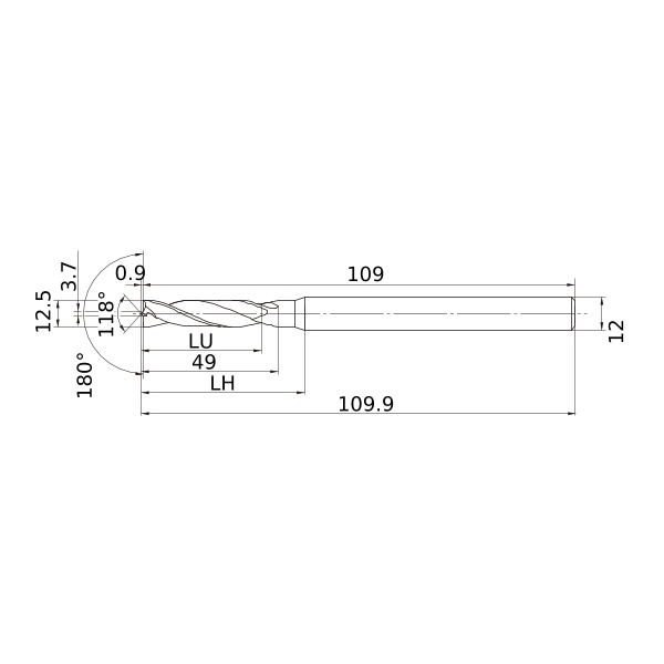 Фото 2: VAPDSCBD1250 сверло твердосплавное