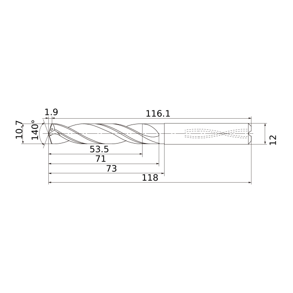ms1070-sla схема твердосплавного сверла с размерами