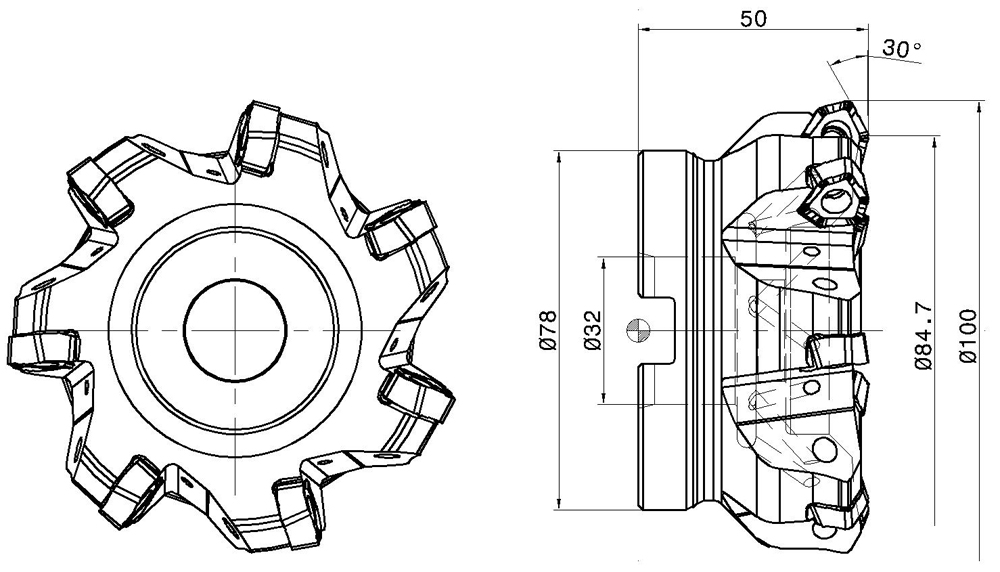 Фото 2: MF FWX D100-07-32-08 фреза со сменными пластинами