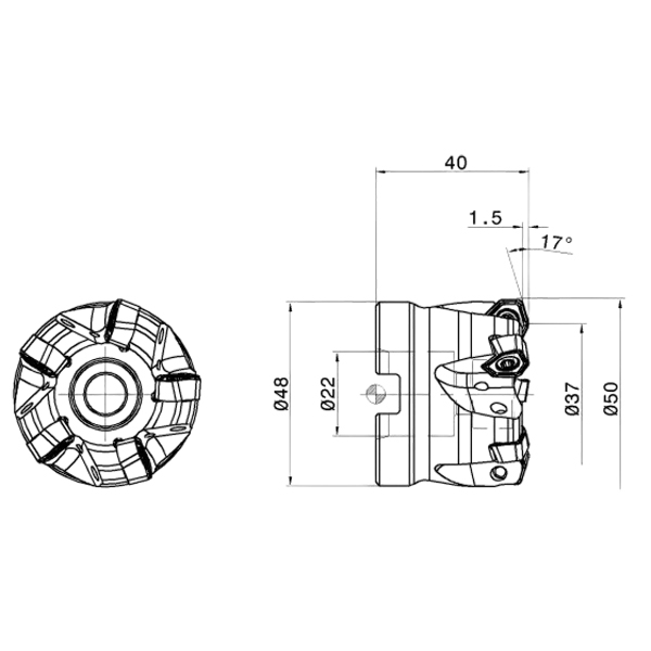 Фото 2: FF FWX D050-05-22-07 фреза со сменными пластинами