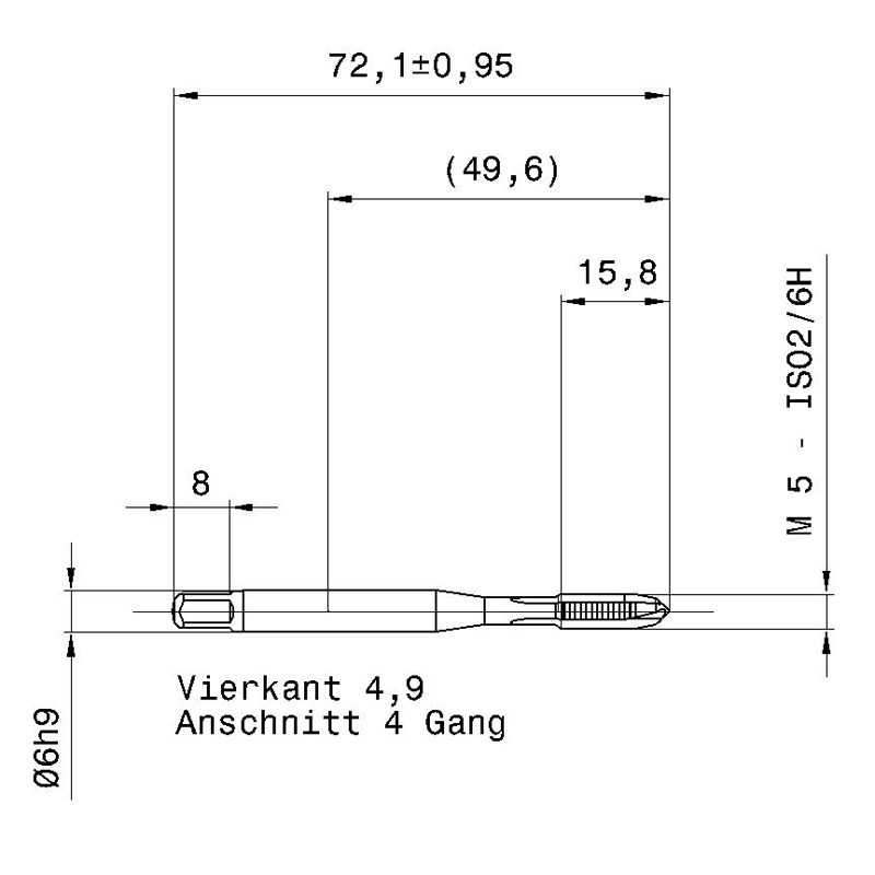 5736 5.000 схема метчика машинного m с размерами