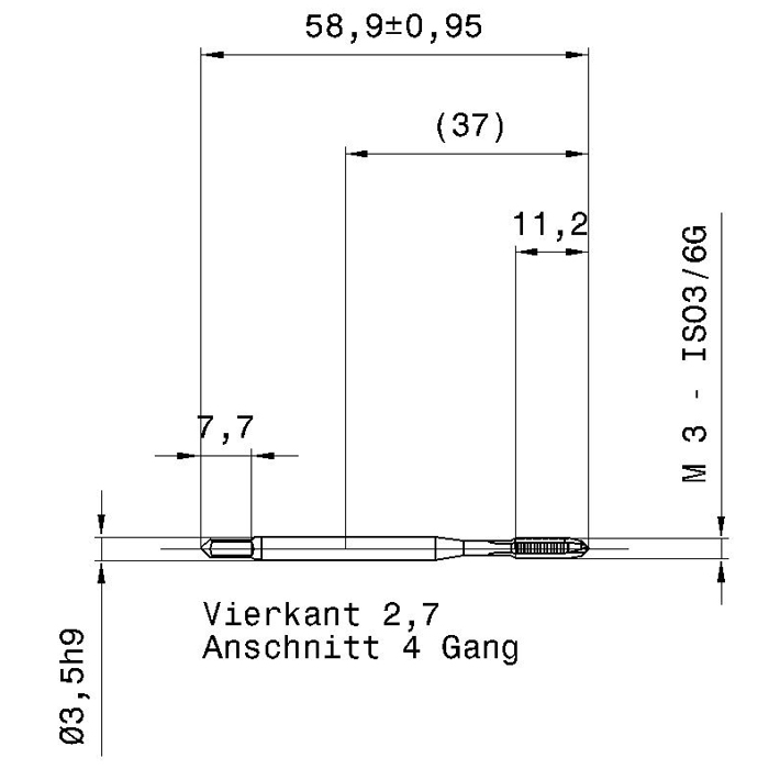 5719 3.000 m3 схема метчика машинного m с размерами
