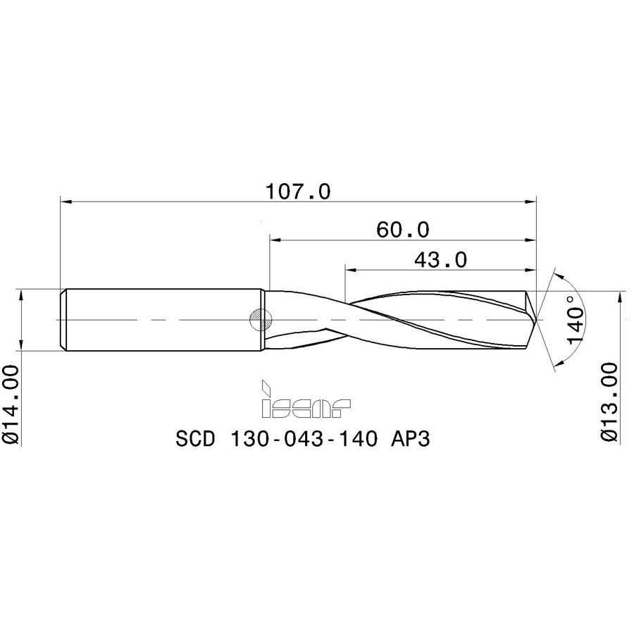 scd 130-043-140 ap3 схема твердосплавного сверла с размерами