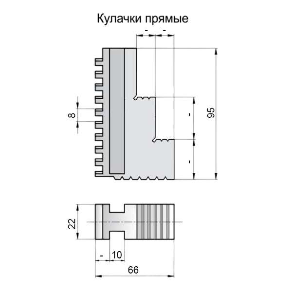 Фото 2: 200мм комплект прямых кулачков 4 шт (Т) Qtool