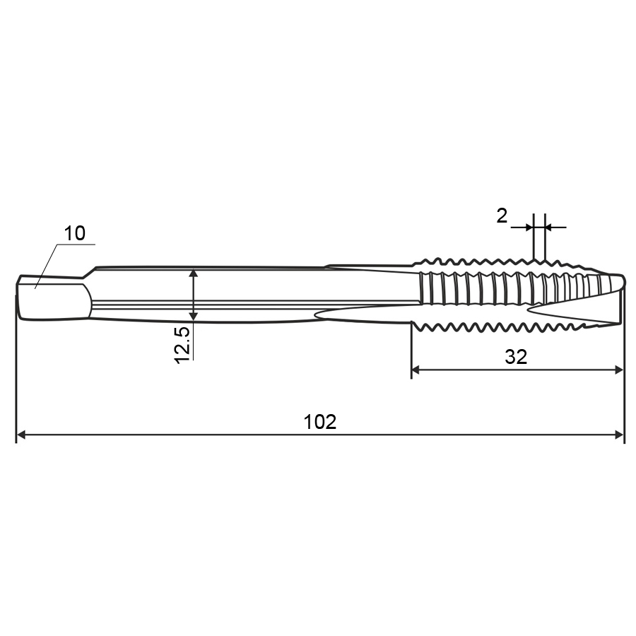 Метчик м/р 16,0х2,0 кл.2 HSS-V inox TiN скв. ZUMO, арт: V302020202160000 - фотография 2 Фото 2: Метчик м/р 16,0х2,0 кл.2 HSS-V inox TiN скв. ZUMO, арт: V302020202160000