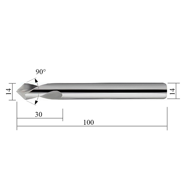 Фото 2: 14x30x14x100 90° VHM LBC1430141D-90 сверло центровочное твердосплавное