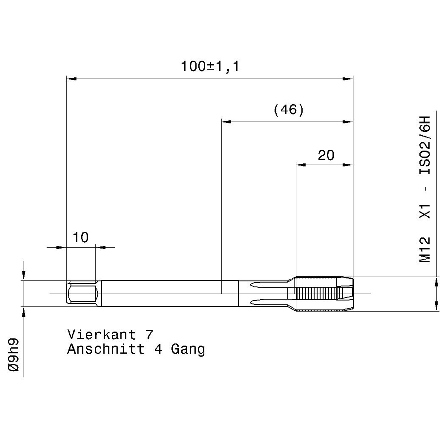 5739 12.005 схема метчика машинного m с размерами