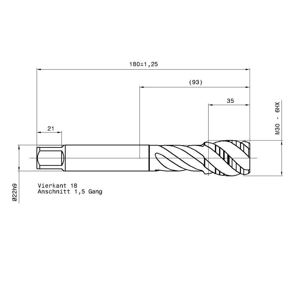 4630 30.000 m30 схема метчика машинного m с размерами