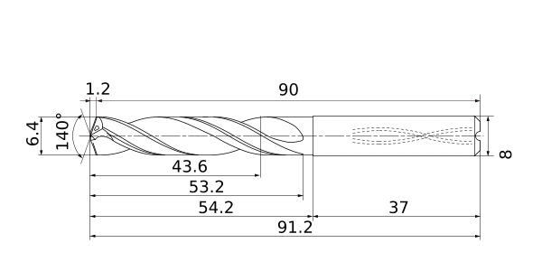 Фото 4: MPS1-0640L-DIN-C DP1021 сверло твердосплавное под СОЖ 