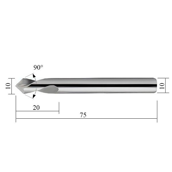 Фото 2: 10x20x10x75 90° VHM LBC1020101D-90 сверло центровочное твердосплавное