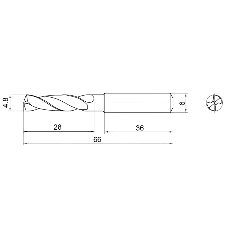 Фото 2: 4.8мм твердосплавное 3D без подвода СОЖ. SP-X800030480 VHM cверло (z)